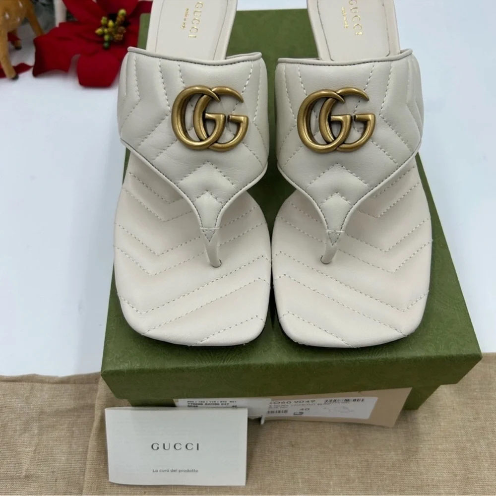 Women’s Gucci, GG Marmont, quilted leather sandal size 40 made in Italy - Picture 2 of 11